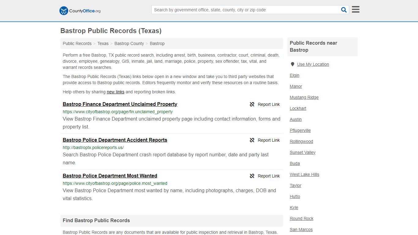 Bastrop Public Records (Texas) - County Office